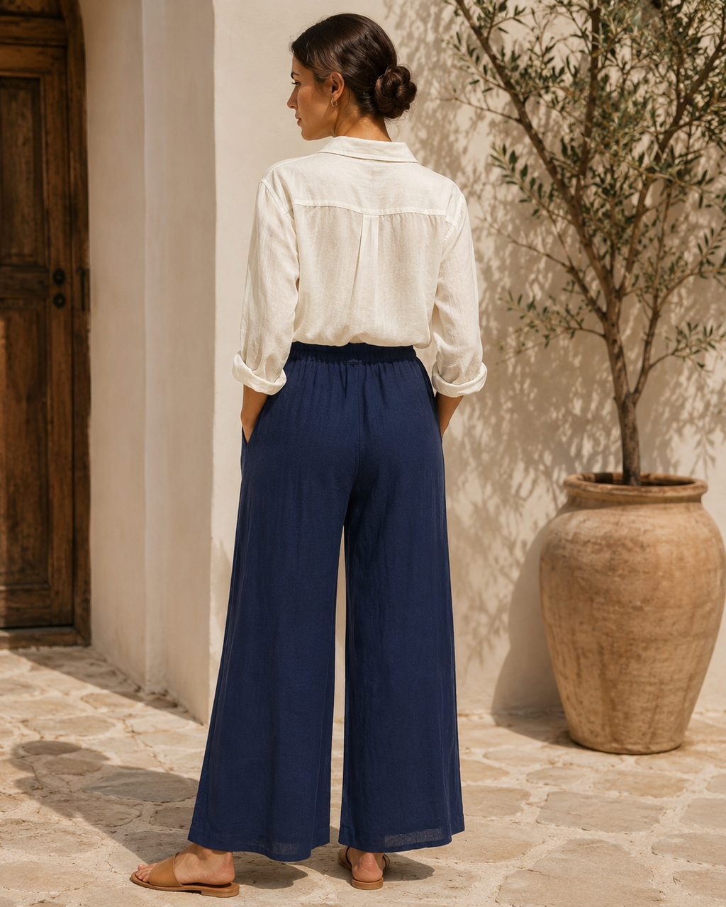The Caelo Handwoven Linen Slit Pant