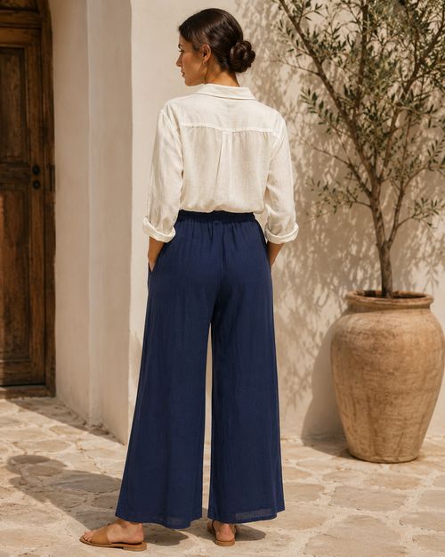 The Caelo Handwoven Linen Slit Pant